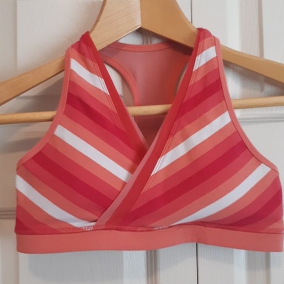 Coral, Orange & White Lululemon Sports Bra, size 6 - Picture 1 of 3
